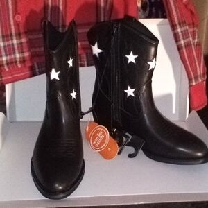 NWT! Wonder Nation Black Boots with White Stars